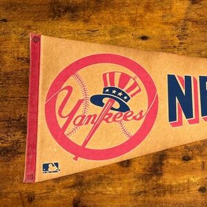 Vintage MLB New York Yankees pennant aged